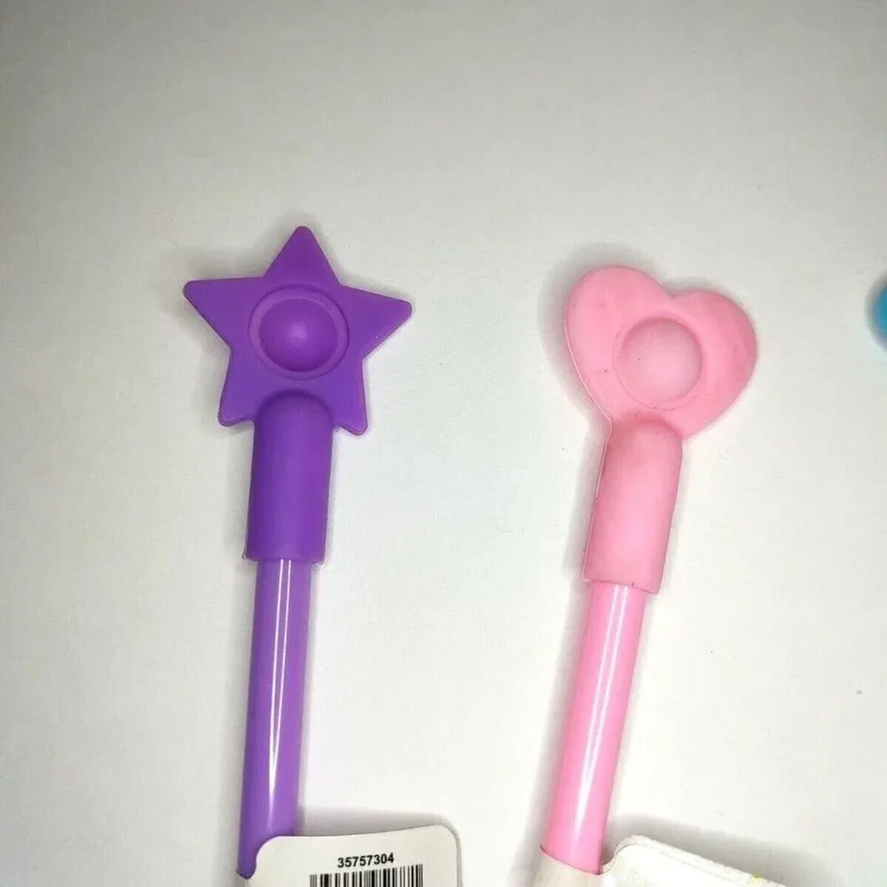 Lot of 5 Novelty Ink Pen Unicorn Dinosaur Star Heart Silicone Fidget Pop Game